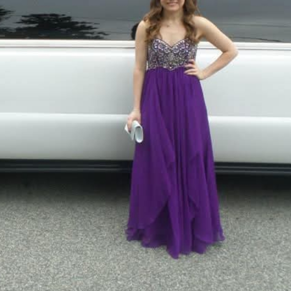 Elegant Purple Beaded Gown